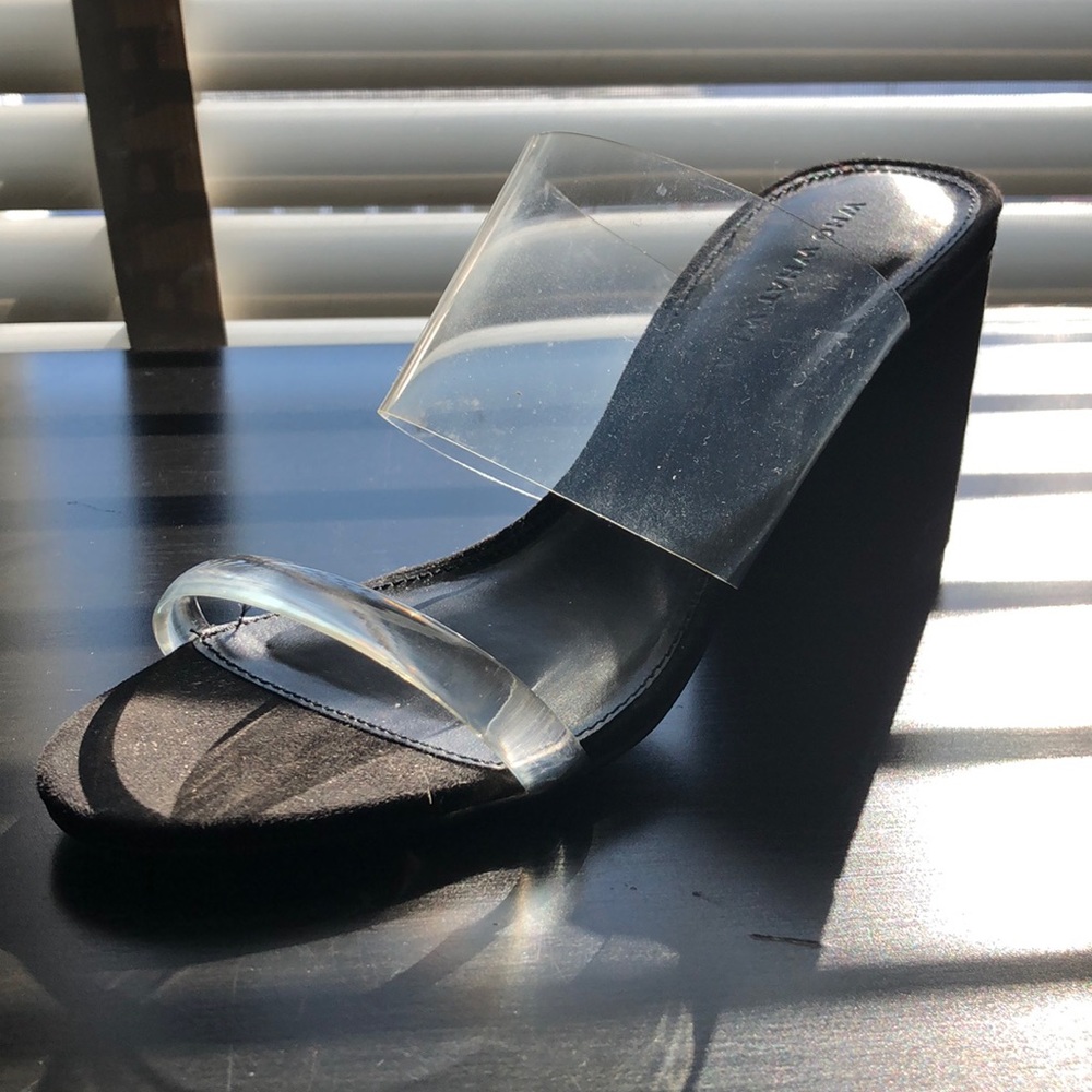 Who What Wear Clear & Black Mules
